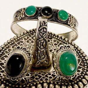 Adjustable cuff Bracelet and 2 Ring Set